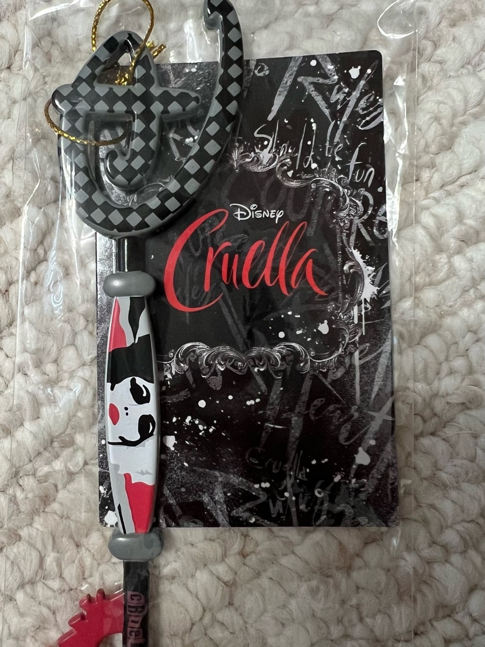 Disney Cruella Phone Strap Charm - Black, White & Red Accent